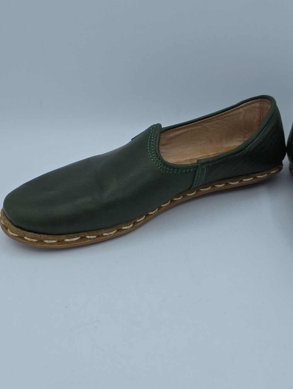 Sabah Denali Green Handmade Turkish Leather Slip On Boho Loafers Shoes Wms 39 - Picture 7 of 8